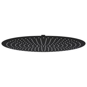 Cabezal de ducha efecto lluvia acero inox redondo negro 50 cm