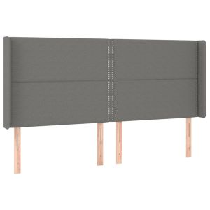 vidaXL cabecero con orejas de tela gris oscuro 203x16x118/128 cm