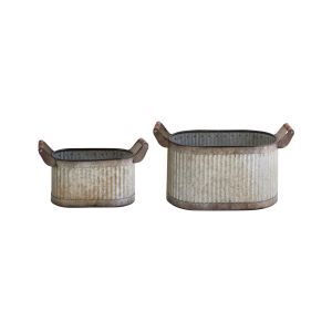 Conjunto de 2 vasos para plantas tulipe 31/41 cm metal cinzento