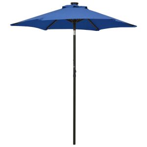 Guarda-sol de jardim c/ luzes LED 200x211cm alumínio azul-ciano ergft5453