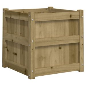 vidaXL jardinera madera maciza de pino impregnada 50x50x50 cm
