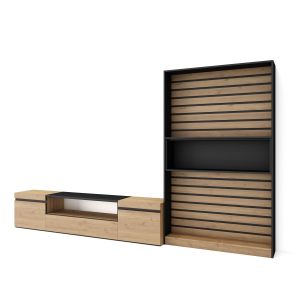 Conjunto de móveis tv, 310x35x186cm, carvalho e preto rf2856