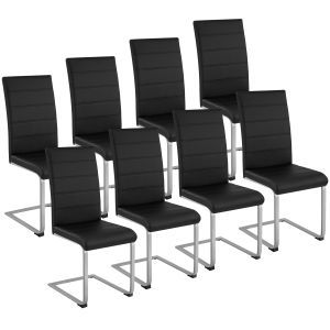 8 cadeiras de sala de jantar altas, forma de c, símil cuero preto