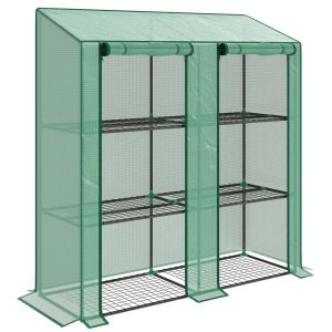 Estufa de jardim 143x46x141/151 cm aço, plástico color verde Outsunny