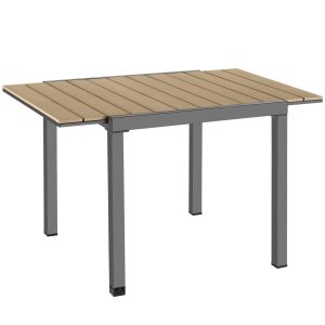 Mesa de jardim em alumínio, extensível, preto/castanho 80 – 120x80x74 cm