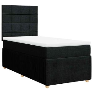 vidaXL cama box spring con colchón tela negro 90x190 cm