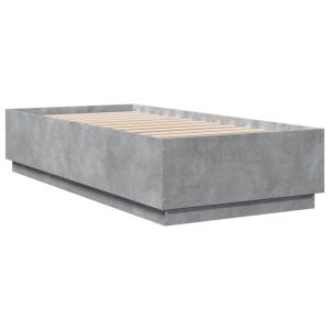vidaXL estructura de cama con luces LED madera gris hormigón 90x200 cm
