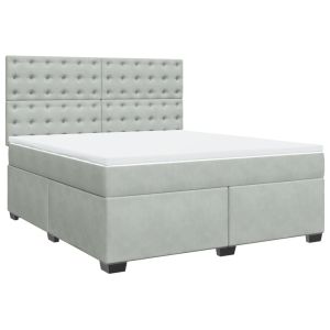 vidaXL cama box spring con colchón terciopelo gris claro 180x200 cm