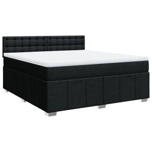 vidaXL cama box spring con colchón tela negro 180x200 cm