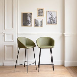 Conjunto de 2 bancos de bar em imitação de verde achille