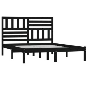 vidaXL estructura de cama de madera maciza de pino negra 140x190 cm