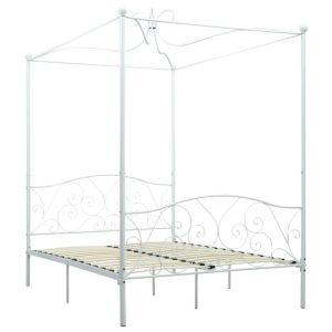 vidaXL estructura cama con dosel sin colchón metal blanco 140x200 cm