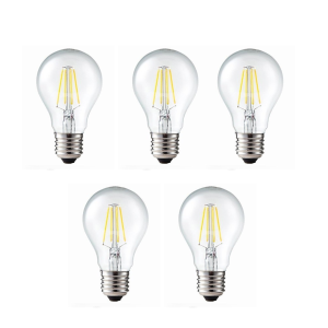 Pack x5 lâmpada filamento LED a60 4w E27 branco quente 2700k