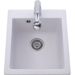 Pia de granito branco aquasanita simplis 1 cuba 425x500