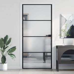 Porta interior 93x201,5 cm vidro temperado e alumínio preto weg6970
