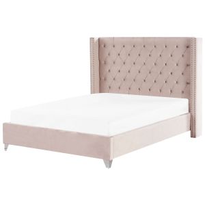 Cama veludo lubbon 180 x 200 cm rosa pastel