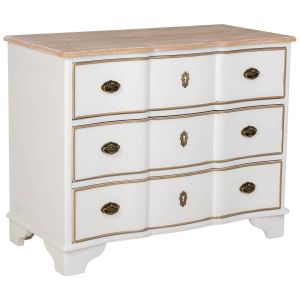 Cómoda em madeira branca com 3 gavetas, 100x50x80h cm