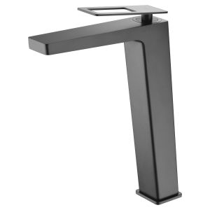 Torneira monocomando para lavabo alto em latão preto fosco com cartucho cer