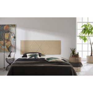 Cabeceira 135 com dois diamantes em pele sintética, 152x57x5cm, cor camel