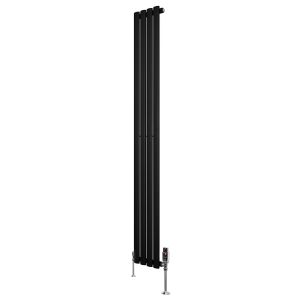 Radiador de coluna simples oval com válvulas – 1800 mm x 240 mm – preto