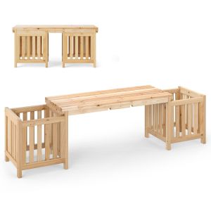 Banco de jardim - helloshop26 - 173x40x48 cm - madeira de abeto - multifunc