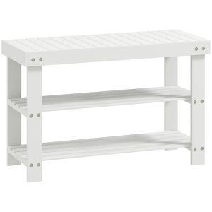 Banco sapateira 70x28x45 cm bambu color blanco Homcom