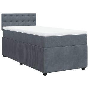 vidaXL cama box spring con colchón terciopelo gris oscuro 80x200 cm