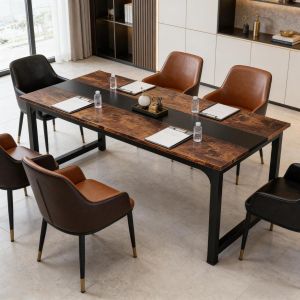 Mesa de escritório ampla metal e madeira preto 75x160x80cm