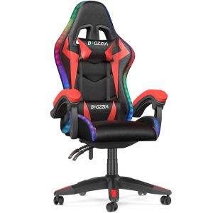 Cadeira gamer a com rgb, cadeira ergonómica com luz - preto/vermelho