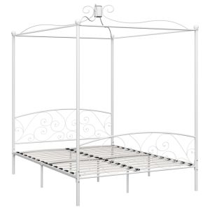 vidaXL estructura de cama con dosel metal blanco 160x200 cm