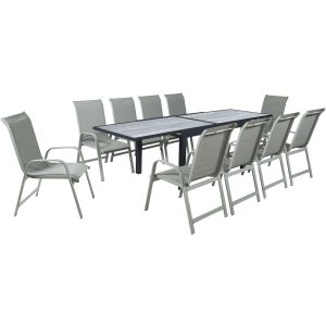 Mesa extensível e cadeiras de jardim em alumínio <<lagos>> - 140/280 x 90 x