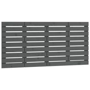 vidaXL cabecero de cama de pared madera maciza pino gris 126x3x63 cm