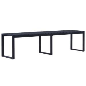 Banco de jardim 180 cm placa de ps preto pt8458