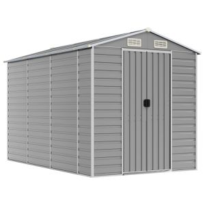 Abrigo de jardim 191x300x198 cm aço galvanizado cinzento-claro