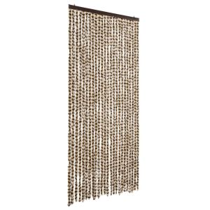 Cortina anti-insetos 100x200 cm chenille bege e castanho