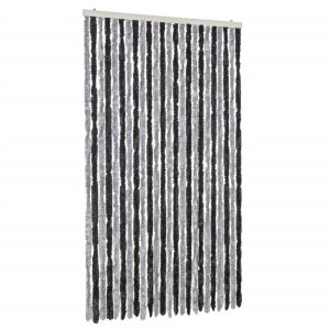 Cortina anti-insetos 100x230 cm chenille cinzento e preto