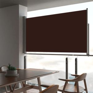 Toldo lateral retrátil para pátio 160x300 cm castanho egw333879