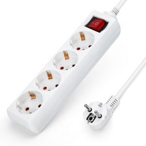 Aigostar régua extensora de 4 tomadas com cabo de 1,5 m e interruptor