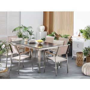 Conjunto de refeição granito, aço inoxidável preto grosseto