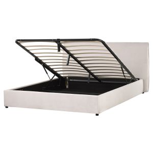 Sommier com arrumação lavaur veludo branco creme 160 x 200 cm