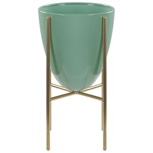 Vaso alto para plantas lefki 16 cm metal verde menta
