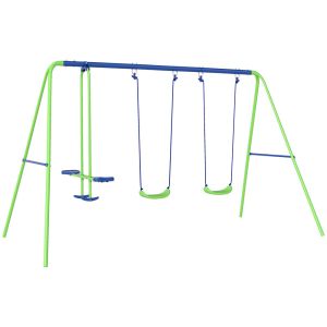 Conjunto de baloiço para criança 280x140x178 cm metal e pe color verde