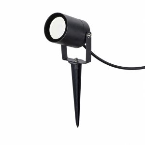 Foco de jardim exterior com espeto gu10 ip65 alumínio preto ajustável