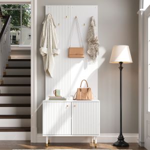 Móvel de entrada sapateira com cabideiro branco 180x70x35cm