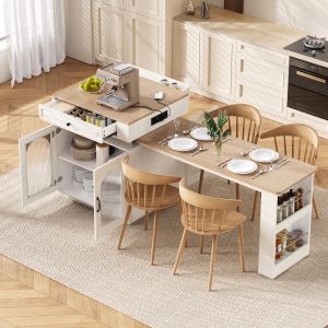 Mesa ilha extensível com LED branco 92x200x71cm