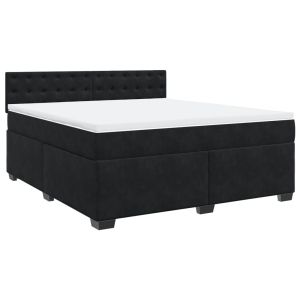 vidaXL cama box spring con colchón terciopelo negro 180x200 cm