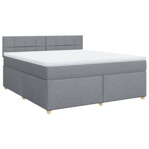 vidaXL cama box spring con colchón tela gris claro 180x200 cm