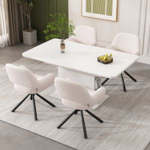 Conjunto mesa de jantar extensível com arrumação branco