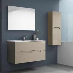Móveis banho, lavatório, espelho e aplique LED victoria 100x45 moka suspens