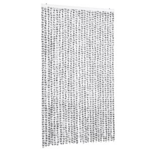 Cortina anti-insetos 118x220cm chenille cinzento claro e escuro